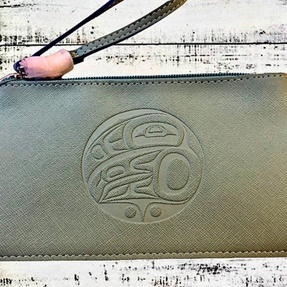 NATIVE ORIGINS Teal VEGAN Leather Wristlet Handbag Made in Canada - Picture 8 of 14